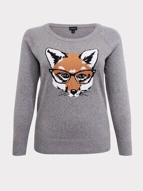 NWOT-TORRID Grey Fox Raglan Sweatshirt